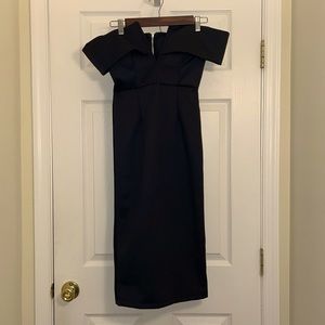 Black strapless long evening dress